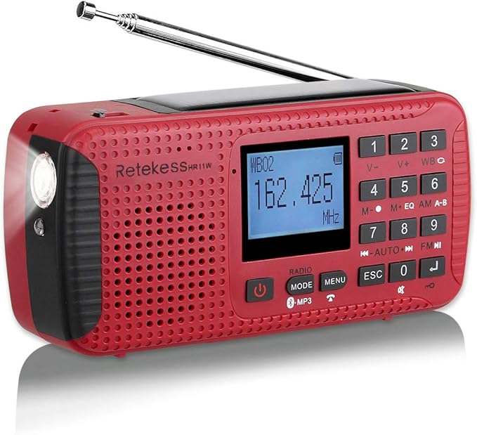 Radio HR11W AM/FM Portable à Manivelle Radio Solaire Rechargeable Radio