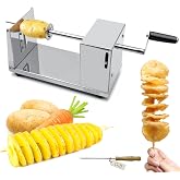 RioRand Manual Spiral Potato Cutter, Stainless Steel Tornado Twister with Blades for Curly Fries, DIY Potato Slicer for Home Kitchen, BBQ, Carrots, Cucumbers