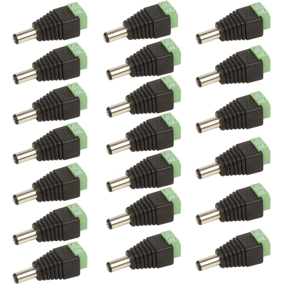 AIMHDUTY DC Power Jack Plug Adapter Barrel Connector 20 Pairs 12V Male and Female 2.1 x 5.5mm for CCTV Security Camera System, LED Strip