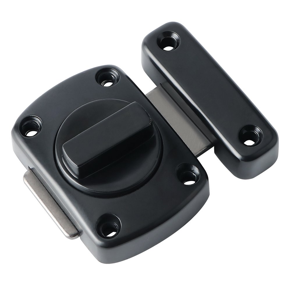 Sayayo Bathroom Latch Rotate Bolt Gate Latch Door Lock, Matte Black, 55x56MM, EMS220U-B