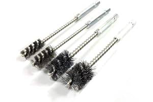 HUAWELL 4 Piece Stainless Steel Wire Brush for ports, tubes, bearings and other common wire brush applications Power Drill Impact Driver - Hex Shank