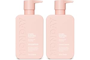 MONDAY HAIRCARE Curl Define Shampoo + Conditioner Set (2 Count) 12 oz Each Nourishes Curls, Tames Frizz, Coconut Oil and Shea Butter Enhance Shine, 100% Recyclable Bottle