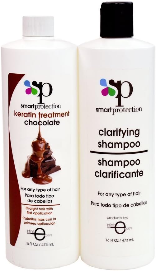 Chocolate Soft Keratin Treatment with Clarifying Shampoo 16oz by Smart Protection