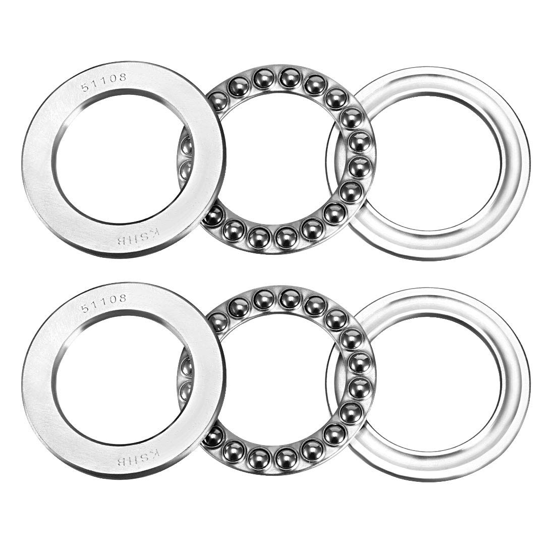 sourcing map 51108 Thrust Ball Bearings 40mm x 60mm x 13mm Chrome Steel ABEC3 Single Row Roller 2pcs
