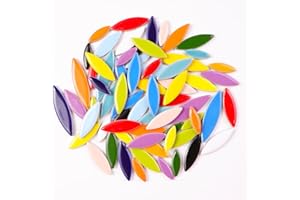 BUENOARTE 454g Petal Ceramic Mosaic Tiles for Crafts Art, Water Drop Flower Tiles Irregular Ceramic Tiles Bulk, 0.4 inch Square Glazed Porcelain for DIY Mosaic Craft Supplies (Leaf Petal)