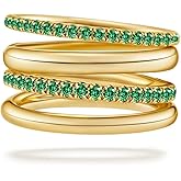 COLOYAN 18K Gold Plated Stackable Rings for Women Non Tarnish, Mixed Metals Multi Ring, Colored Cubic Zirconia Stacking Rings Jewelry