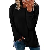 BETTE BOUTIK Womens Oversized Sweatshirt Crewneck Long Sleeve Tunic Pollover Shirt Side Slit Tunic Sweatshirt 2025