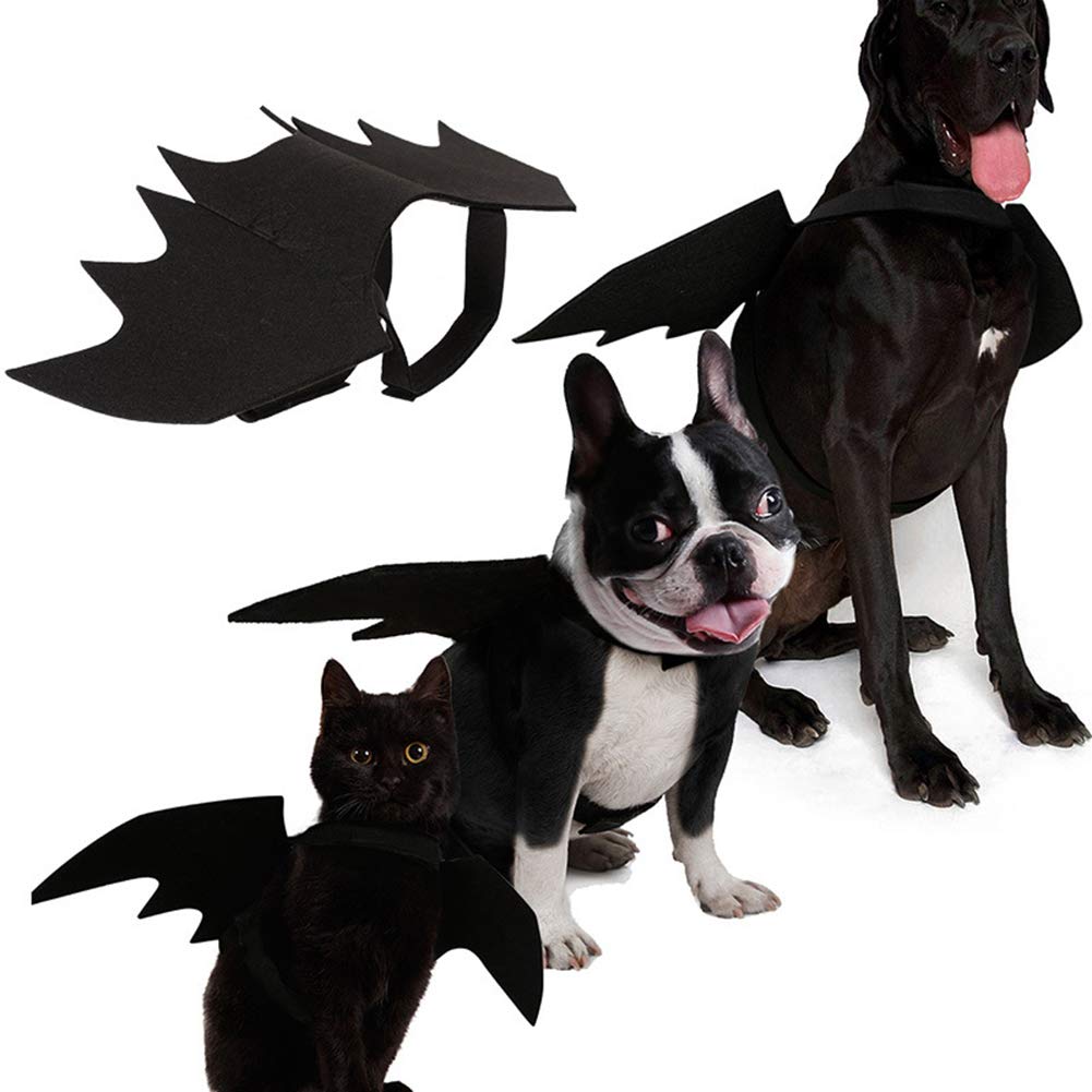 RB Pet Bat Wings Costume Halloween Bat Costumes for Small Medium Large Dogs Cats, Puppy Collar Leads Cosplay Bat Costume Holiday Halloween Skull Dress Up Costumes