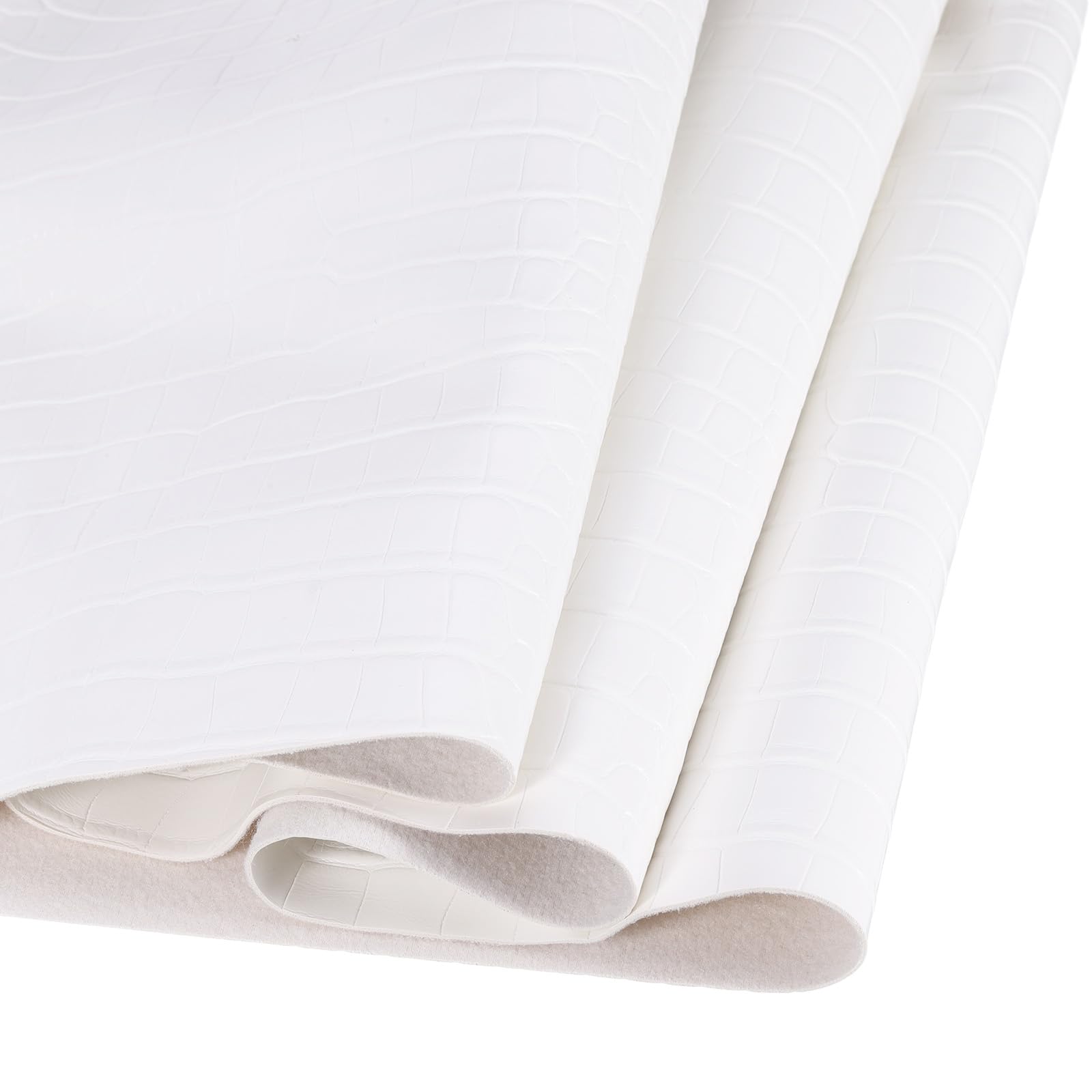 DMiotech Faux Leather Sheet 72 Inch x 54 Inch Alligator White Crocodile Pattern PU Leather Roll for Handmade DIY Craft Projects