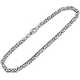 925 Sterling Silver Byzantine Bracelet for Men Women - Oxidized Non Tarnish Link Hand Chain Bracelets 2.2mm, 8" 9" - Lobster Claw Clasp - Handmade Jewelry