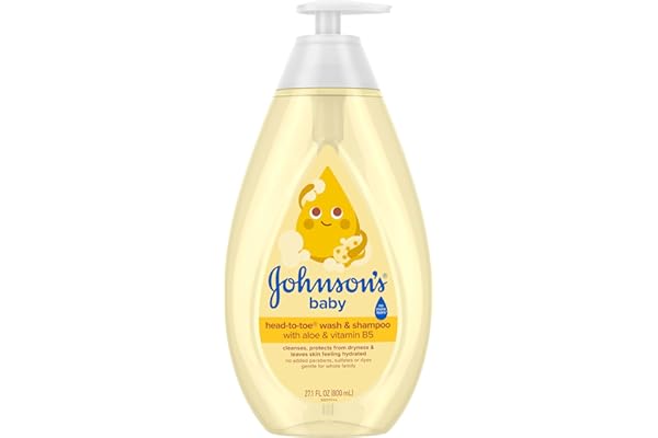 Johnson's Baby Head-To-Toe 2 in 1 Tear Free Wash & Shampoo with Aloe Vera and Vitamin B5, Safe and Gentle for Newborns and Delicate Skin, Hypoallergenic and pH Balanced, 27.1 Fl Oz