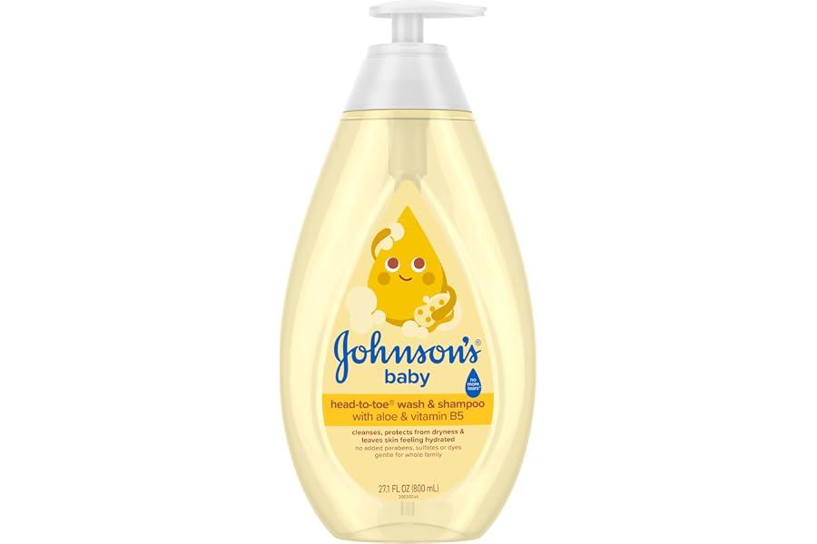 Johnson's Baby Head-To-Toe 2 in 1 Tear Free Wash & Shampoo with Aloe Vera and Vitamin B5, Safe and Gentle for Newborns and De