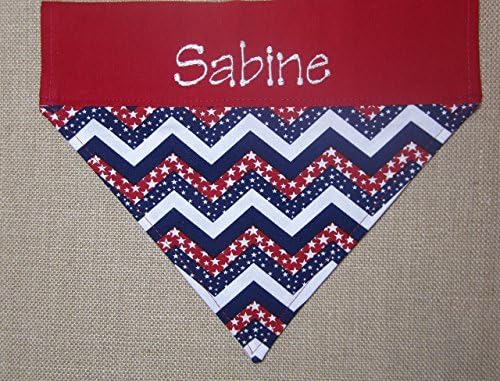 Personalized Chevron red white and blue 4th of July Dog Bandana
