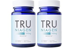 TRU NIAGEN Patented NAD+ Supplement for Anti Aging and Cell Regeneration, 300 mg Niagen, 30 Servings | Supports Cellular Energy, Brain, Muscle | Nicotinamide Riboside (NR) Take 1 Daily | 2 Bottles