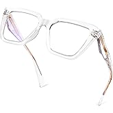 JFXQDR Women's Blue Light Blocking Glasses with TR90 Cat Eye Frame Anti Computer Glare & UV RF6219 (Clear)
