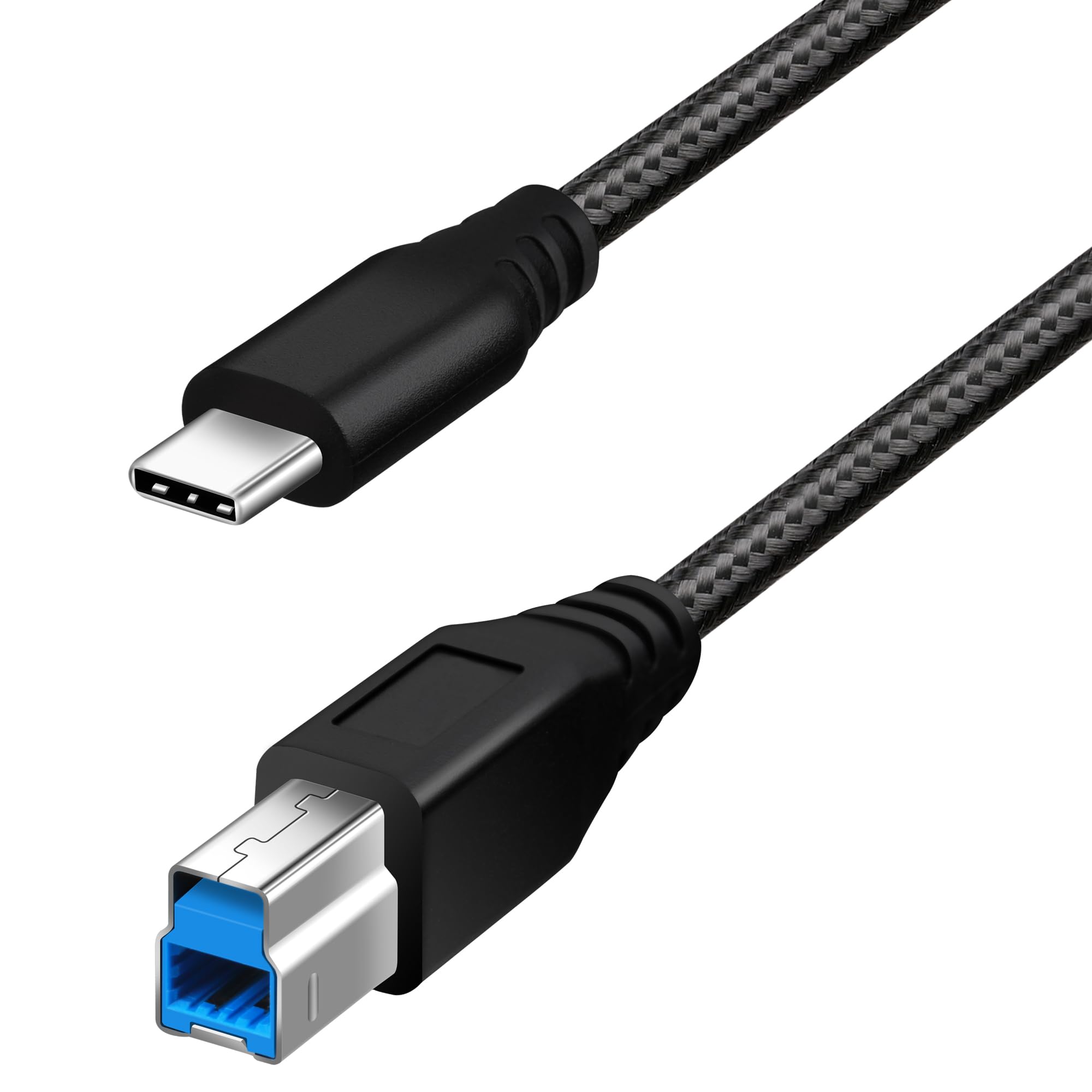 Fasgear USB C to USB B 3.0 Cable 3ft/1m: USB 3.0 Type C to Type B Printer Cable Nylon Braided Compatible with Docking Station External Hard Drivers Scanner (Black) — image 1