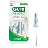 GUM Proxabrush Go-Betweens Tight Refills, 8 Count | Fits GUM permanent &amp; dual-ended handles, Soft bristle-nylon-coated wire, Safe for braces &amp; implants, 10 days of use per brush
