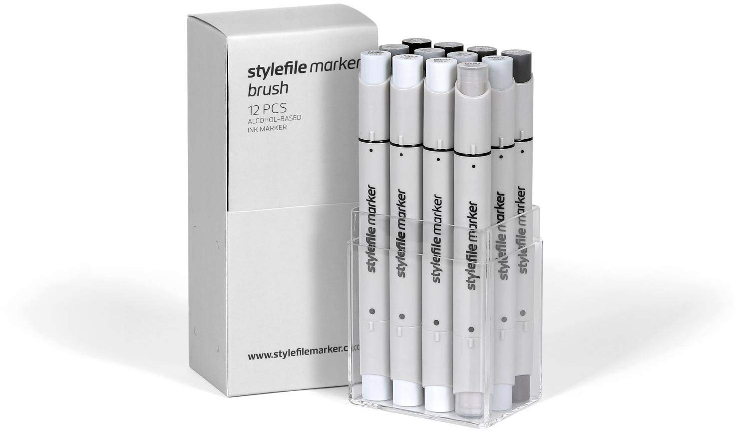 Stylefile Brush Marker Set of 12-Neutral Grey Set
