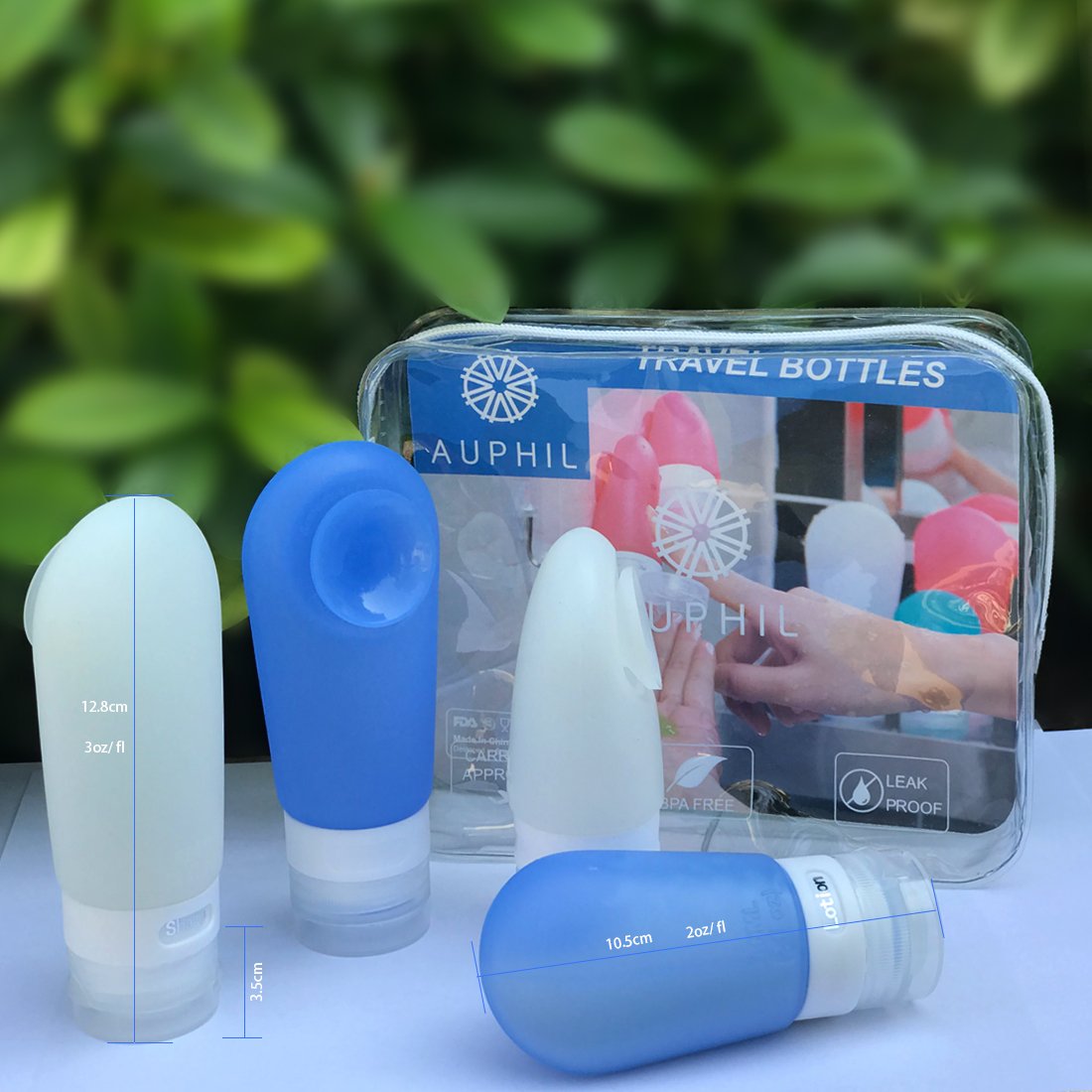 Silicone Travel Bottles 4 Pack Leakproof Refillable Travel Size Bottles TSA Approved BPA Free Squeeze Travel Tubes Set with Bag Empty Travel Containers for Toiletries (3oz and 2oz)