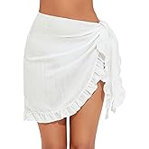 Tournesol Women's Sarong Short Beach Cover Up Skirt Sheer Bikini Wraps Ruffle Hem Bathing Suit Coverups for Swimwear S-2XL