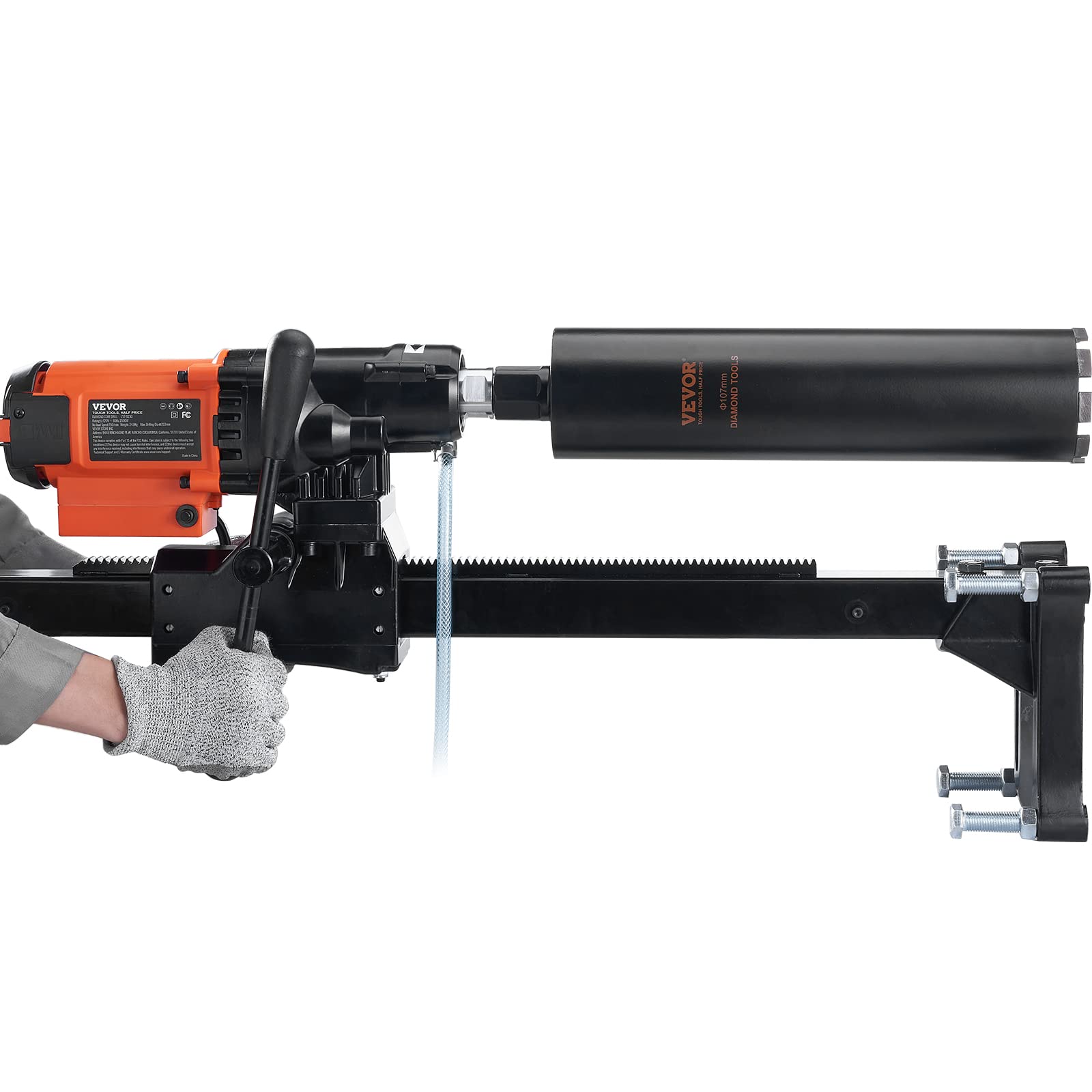 VEVOR Diamond Core Drilling Machine, 8in Wet&Dry Concrete Core Drill Rig with Stand, 750RPM Speed & 1-1/4