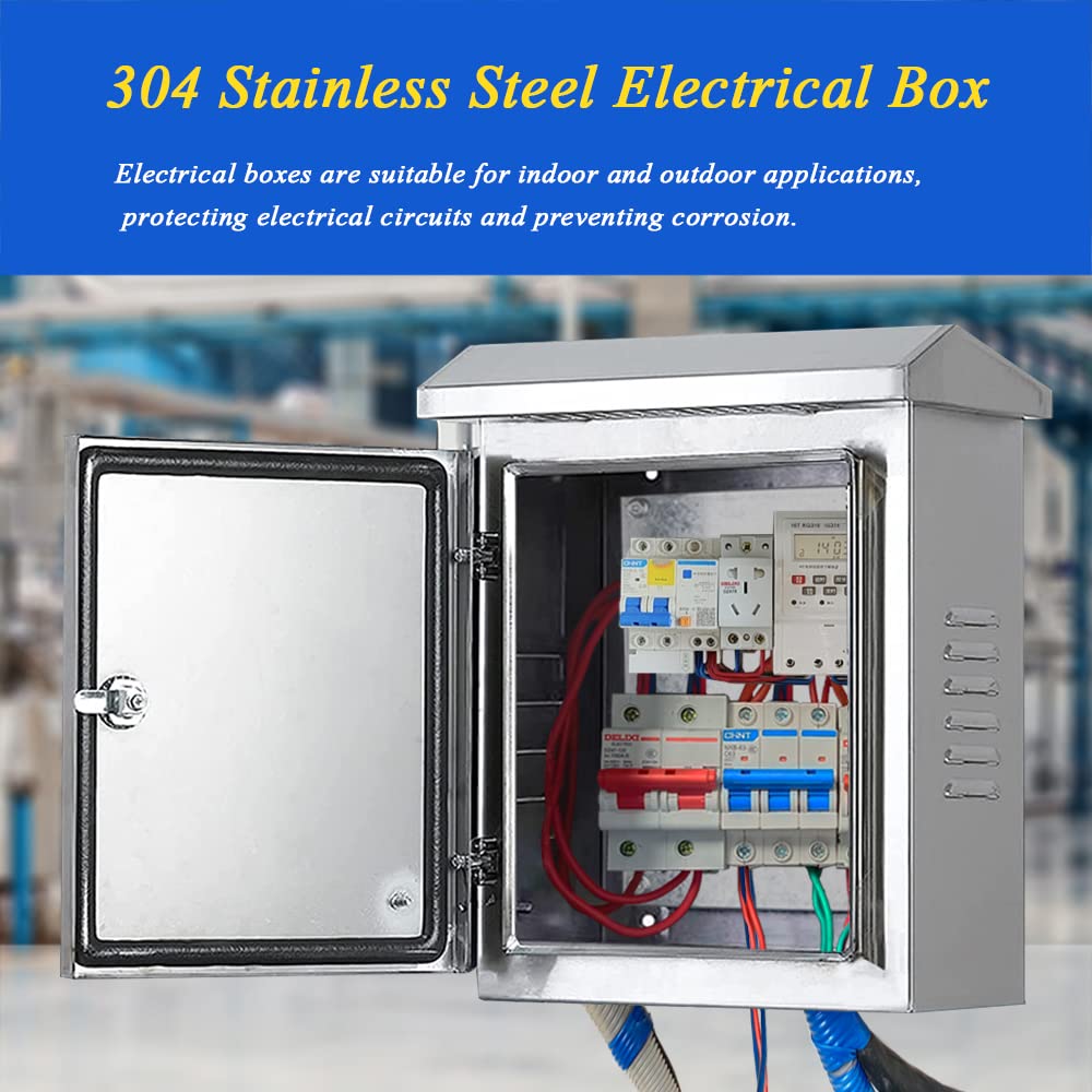 304 Outdoor Stainless Steel Electrical Box Enclosure, IP67 Waterproof