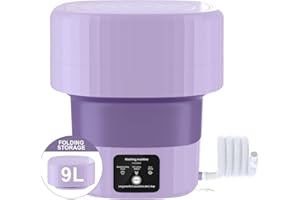 Yanpoake Foldable Portable Washing Machine and Spin Dryer 9L Compact Mini Washing Washer Machine for Baby Clothes Underwear Laundry Apartment Dorms RV Travel Camping, Purple