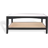 SAFAVIEH Couture Collection Nicolella Black Square Glass &amp; Linen Coffee Table