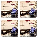 MSD Square Coasters Non-Slip Natural Rubber Desk