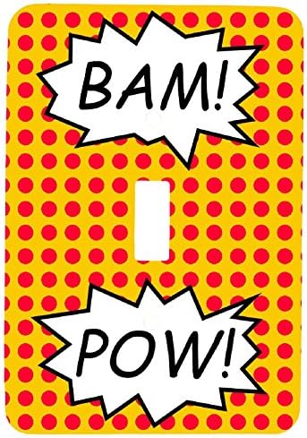 Single Toggle Metal Light Switch Cover with Pop Art Bam! Pow! Design