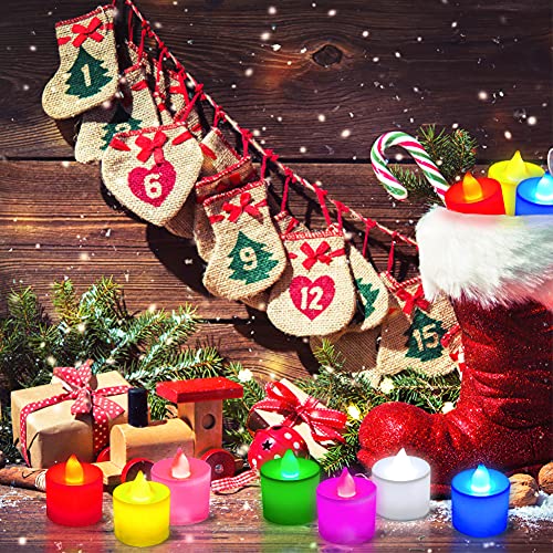 CHolic 24 PCS LED Tea Lights, Color Changing Flameless Tea Light Candles Battery Operated with 300 PCS Black Artificial Silk Rose Petals for Seasonal & Festival Celebration Party Decor