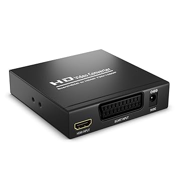 SCART zu HDMI Konverter mit Audio Extractor CVBS RGB SCART + HDMI Eingang auf HDMI Ausgang Koaxial + 3,5mm Audio Ausgang SCAR