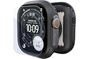 elkson for 49mm Apple Watch Ultra 3/2/1 Bumper Case with Screen Protector Tempered Glass, Quattro Max Series Rugged for iWatc
