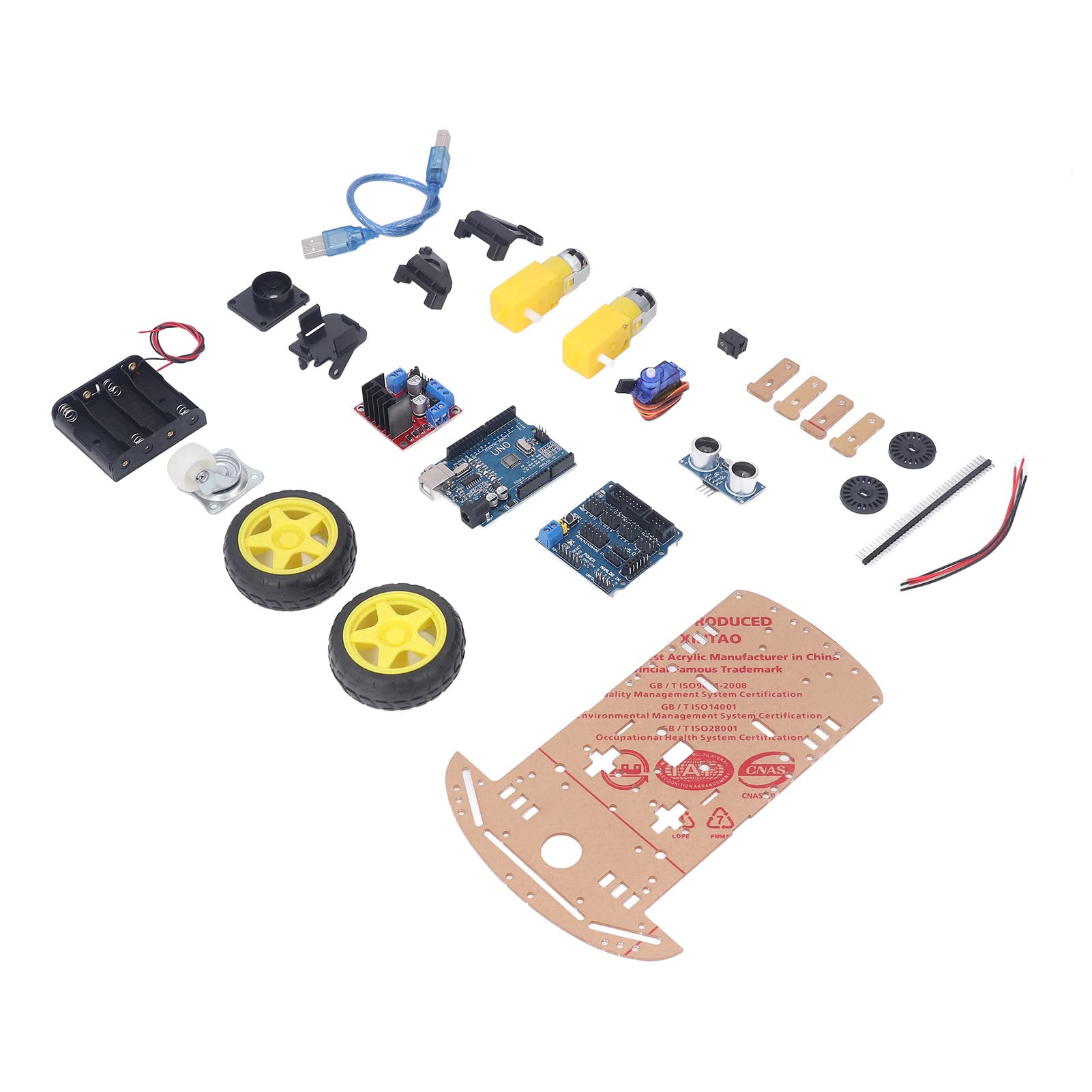 2WD Smart Car Chassis Kit DIY Programmable Development Board with Motor MCU for Speed and Distance Control Applicable for STEM Education