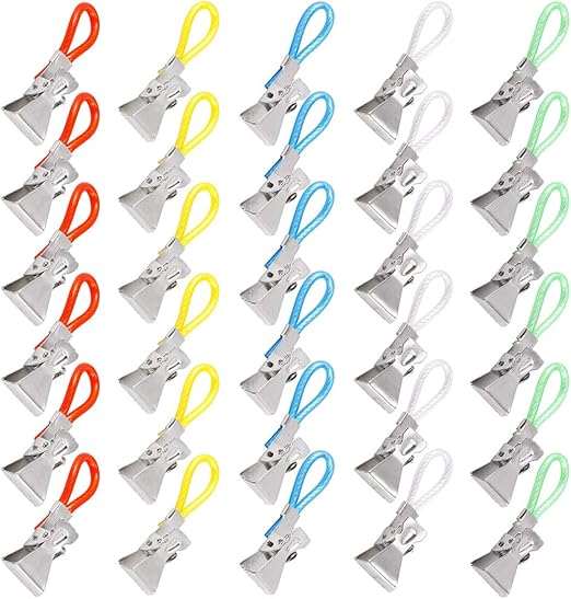 5 Pack Colourful Towel Clips Home Garden Kitchen Storage Loops