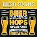 2019 Wall Calendar - Beer Signs Calendar, 12 x 12 Inch Monthly View, 16-Month, Funny Drinking Signs Theme, Includes 180 Reminder Stickers