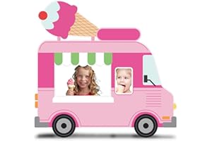 5.4 FT Ice Cream Truck Backdrop Ice Cream Truck Cardboard Cutout for Dessert Birthday and Candy Theme Party Decorations Yard 