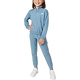 New Balance Girls Sweatsuit Set - 2 Piece Quarter Zip Girls Sweatshirt and Cargo Sweatpants - Athletic Outfit (Sizes 7–12)