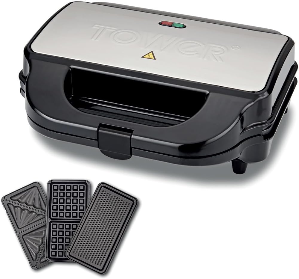 Tower T27032 3-in-1 Deep Filled Snack Maker 900W Stainless Steel