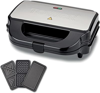 Tower T27032 3-in-1 Deep Filled Snack Maker 900W Stainless Steel