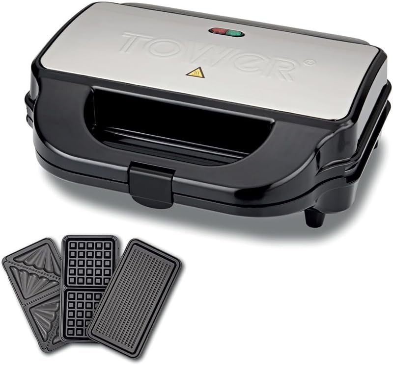 Tower T27032 3-in-1 Deep Filled Snack Maker 900W Stainless Steel
