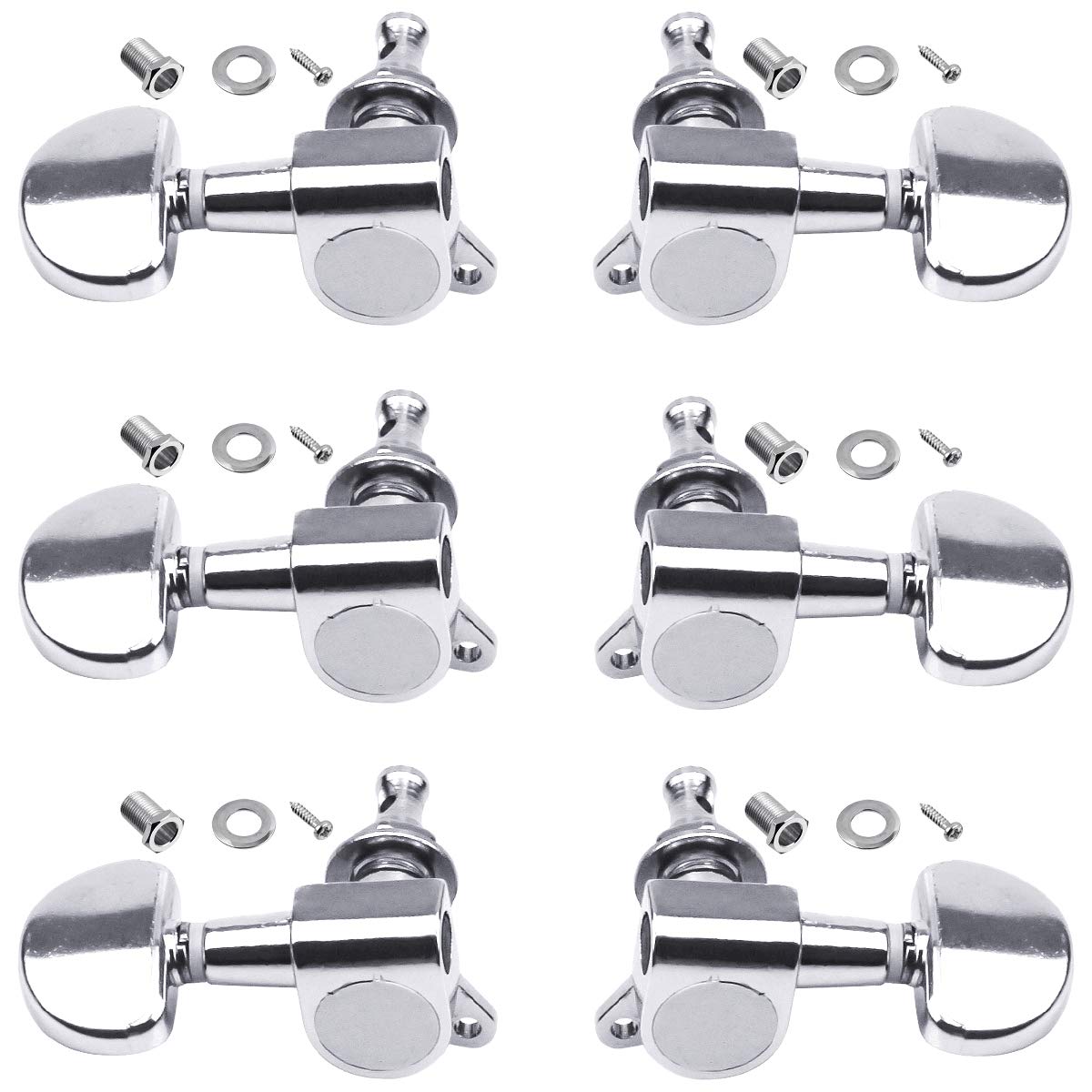 NATUCE 6PCS 3L3R Acoustic Guitar Tuning Pegs Machine Head Tuners, Knobs Tuning Keys, Wear-Resistant, Guitar String Tuning Pegs Machine, Enclosed Locking Tuners for Electric or Acoustic Guitar- Chrome