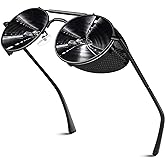 Retro Round Polarized Steampunk Sunglasses Men Women Side Shield Goggles Gothic S92-ADVANCED POLARIZED
