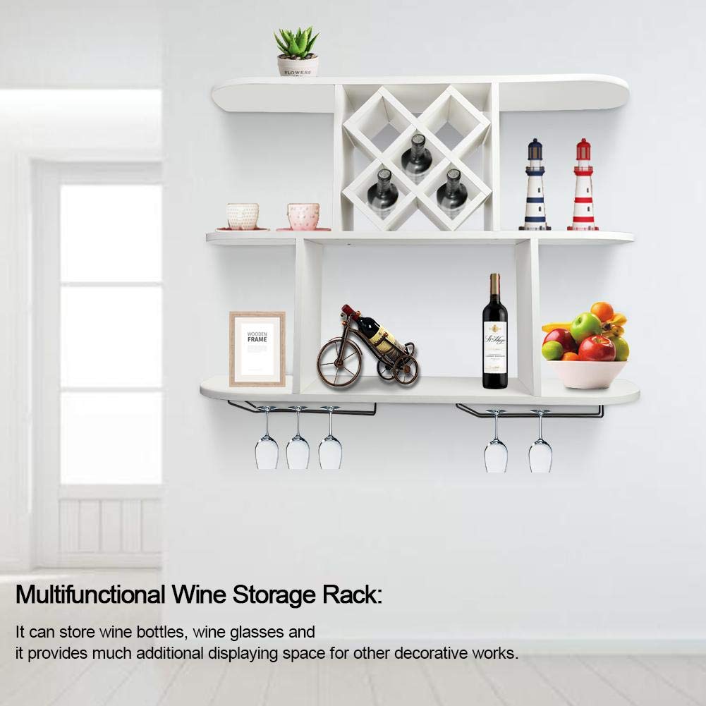 Mensola Vino Industriale Da Parete - Portabottiglie In Legno E Metallo A 2 Ripiani