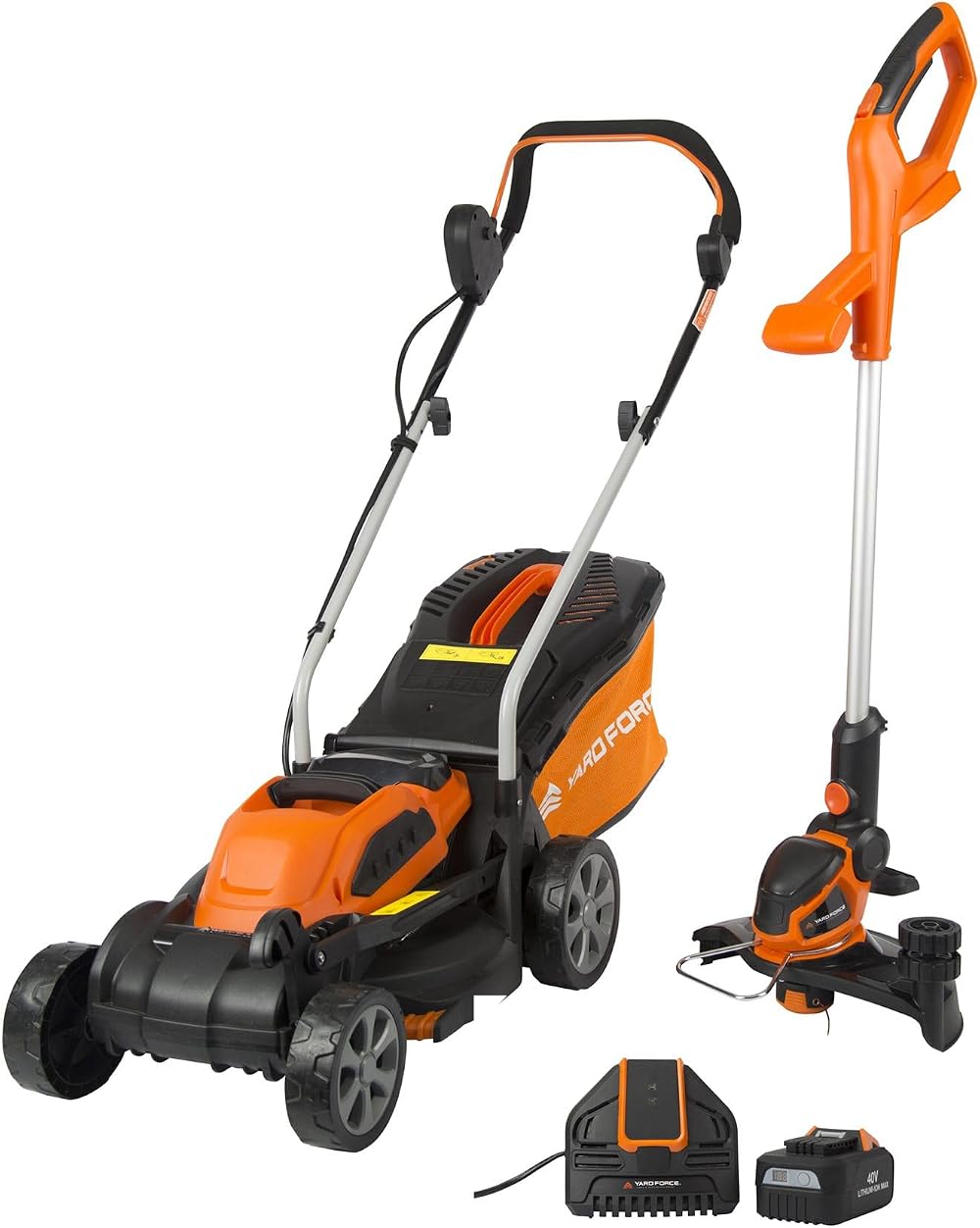 Yard Force 40V Cordless Lawn Mower and 30V Grass Trimmer Set 2.5Ah Battery
