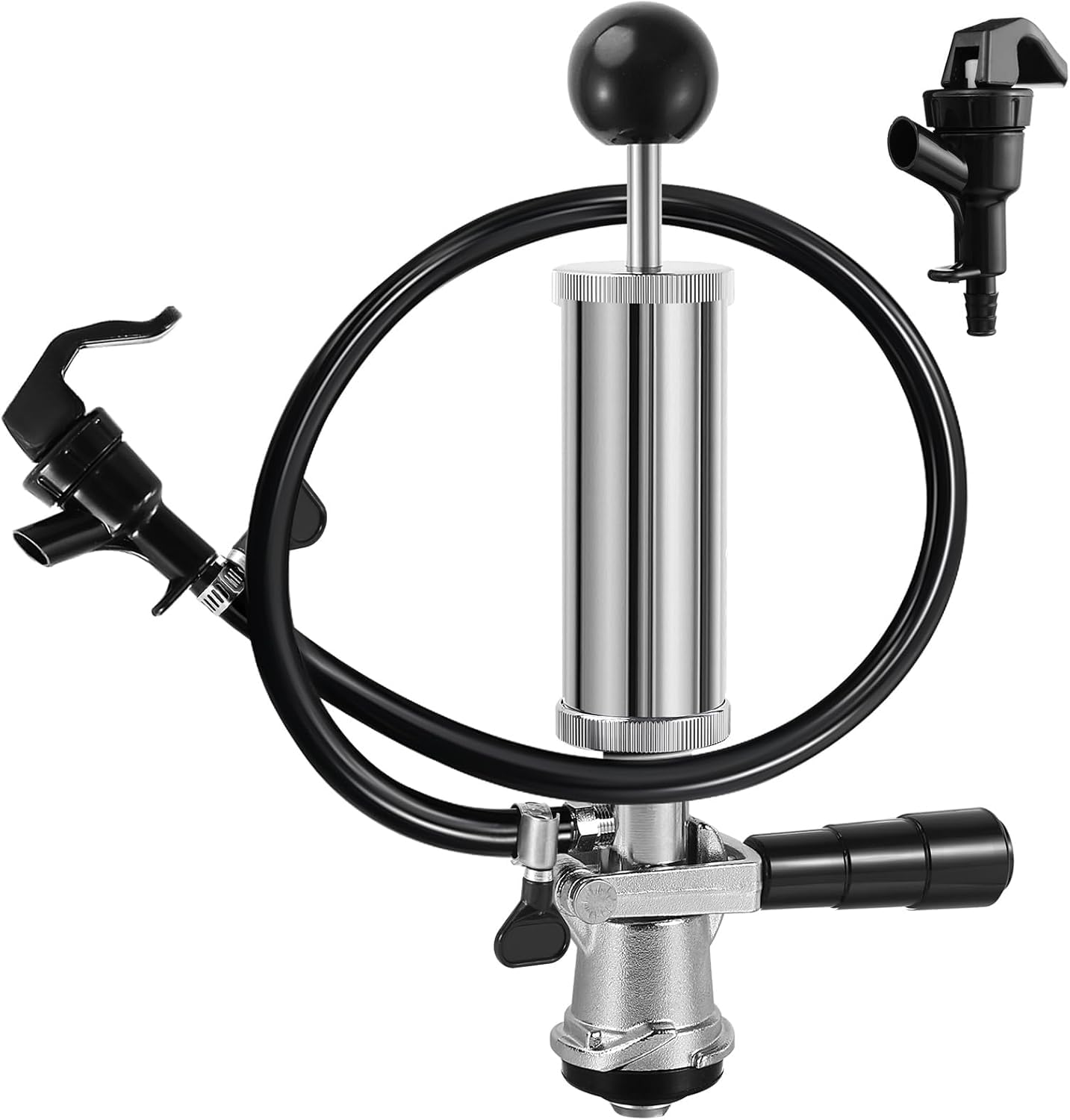Photo 1 of Beer Keg Tap Keg Hand Pump D System Keg Tap 4" Mini Keg Party Pump Beer Taps for Kegs US Sankey Kegs Pump with Beer Line, Portable Beer Keg Pump Draft Beer Kegs Picnic Tap Chrome Kegerator Tap Kit