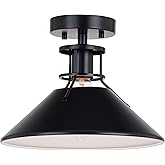 VAXCEL Canton 11.5-in W Black Farmhouse Semi Flush Mount Ceiling Light
