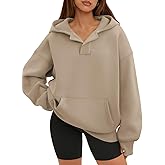 ATHMILE Oversized Hoodies for Women Fashion V Neck Pullover Sweatshirts with Thumb Hole Y2k Clothes Fall Outfits 2026