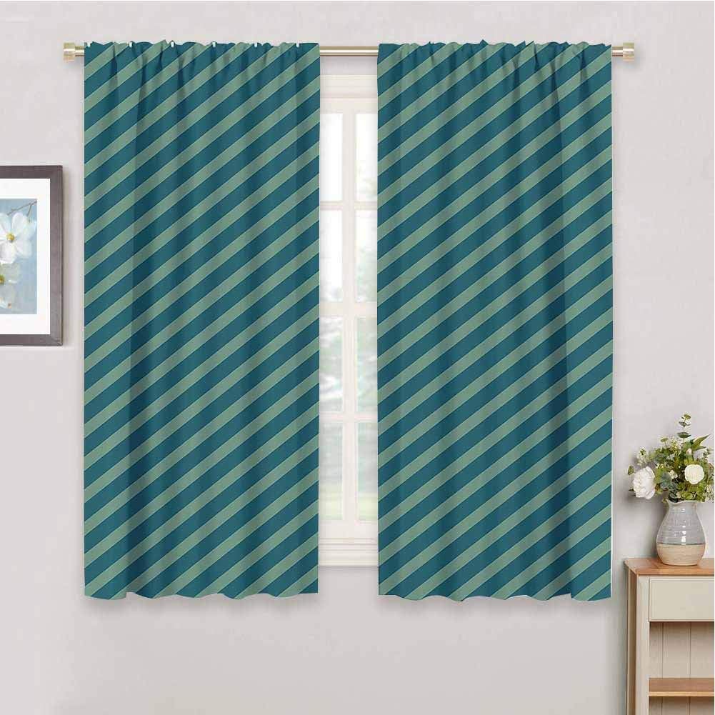 Blue and Green Blackout Curtain Conventional Striped
