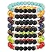 FIBO STEEL Mens Bracelet 7 Chakras Gemstone Bracelets for Men Women Natural Lava Rock Beads Healing Energy Yoga Bracelets F